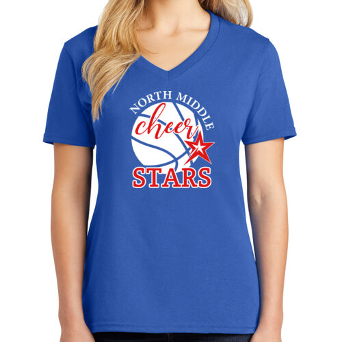 Cheer Basketball - Ladies Core Cotton V Neck Tee Thumbnail
