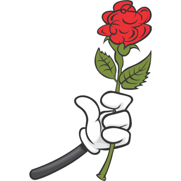 Cartoon Hand Giving Rose Flower 1 Thumbnail