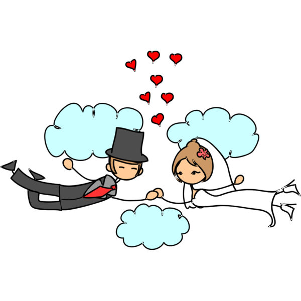 Cartoon Wedding Groom Bride Holding Hands 11 Thumbnail