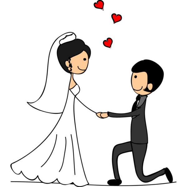 Cartoon Wedding Groom Bride Proposal 2 Thumbnail